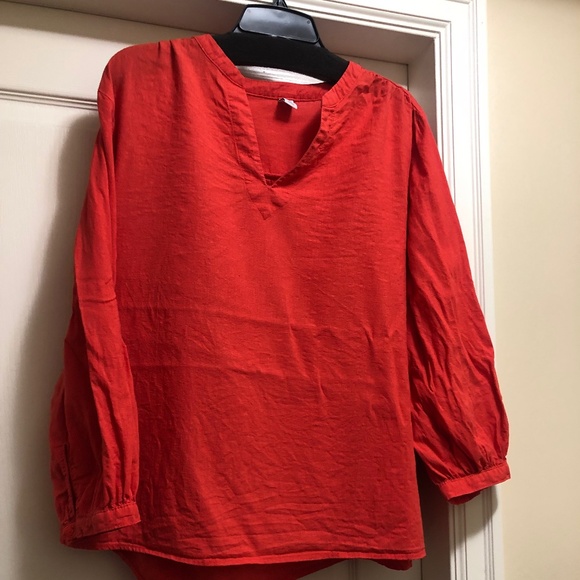 Old navy XL orange long sleeve linen blend tunic - Picture 1 of 1